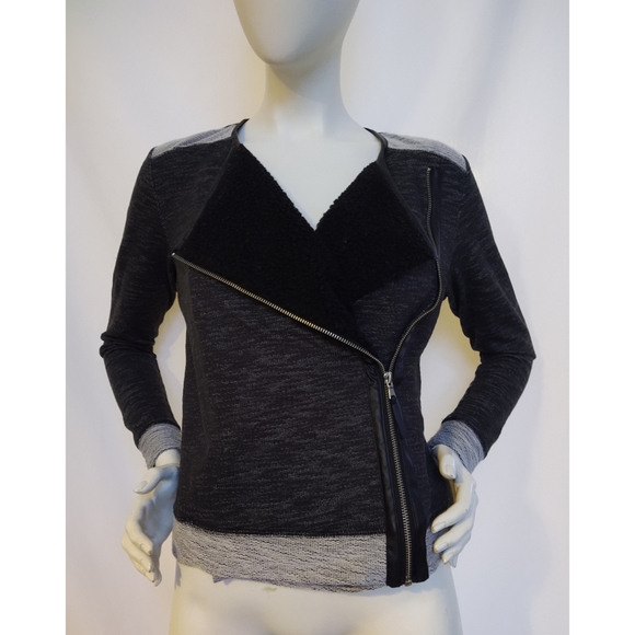 Mossimo Knit Motorcycle Jacket S Small Zipper Fleece Lining Grunge - Picture 8 of 8